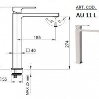 Remer Absolute AU11L Высокий смеситель для раковины (хром)