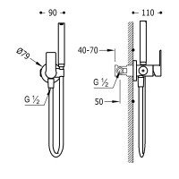 TRES Loft 20522301AC Гигиенический душ - комплект со смесителем (нержавеющая сталь)