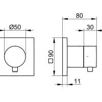 Keuco Ixmo 59557011002 Запорный вентиль с переключателем на 2 положения - внешняя часть (хром)