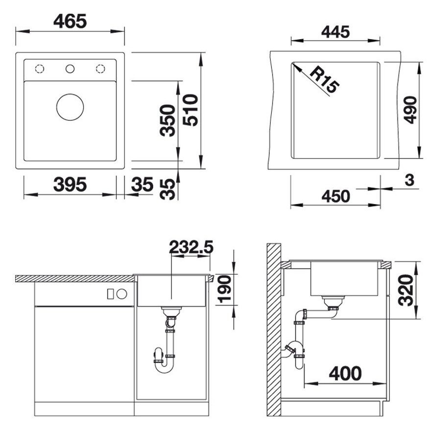Blanco Dalago 45 517156 Мойка для кухни 46*51 см (антрацит), купить в ...