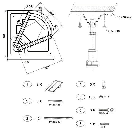 Ravak Sabina Base B2C0000001 Ножки для глубокого душевого поддона 900* ...