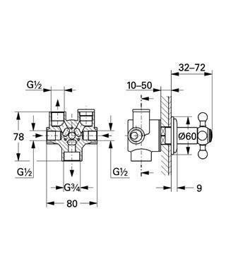 Grohe Sinfonia 29010IG0 Переключатель на 4 положения (хром/золото), в ...