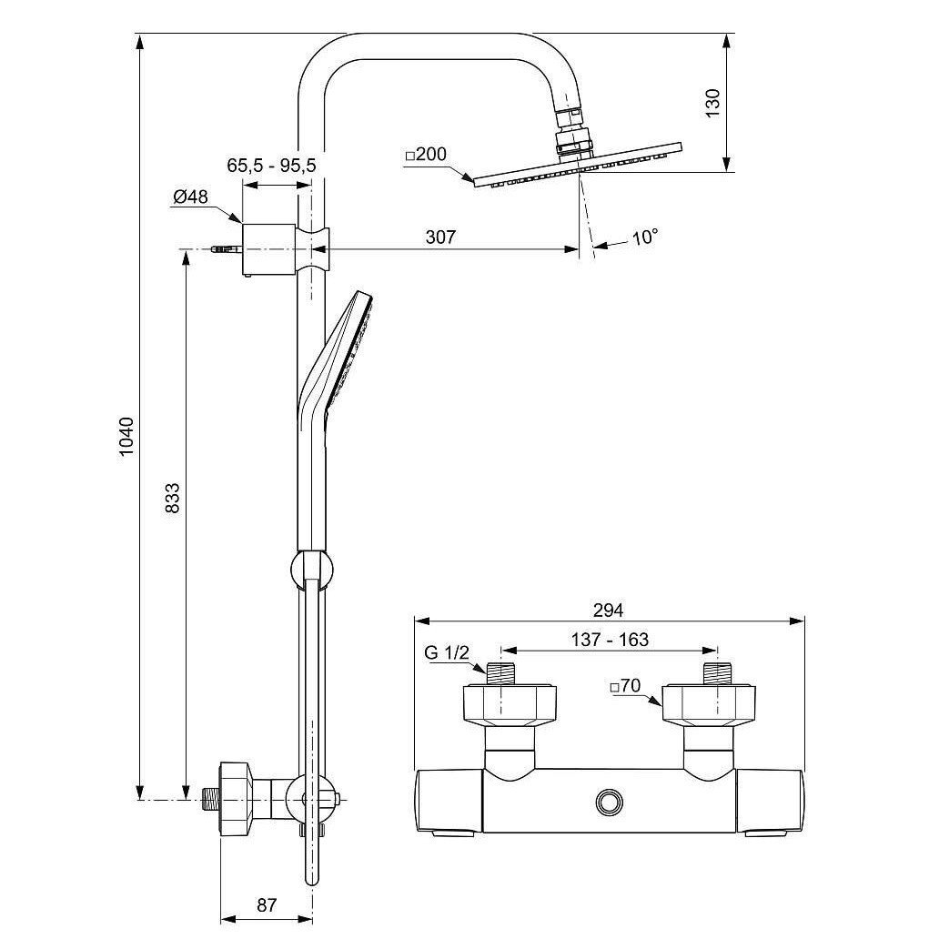 Ideal Standard Ideal Rain Cube A6985AA Душевая система с ...