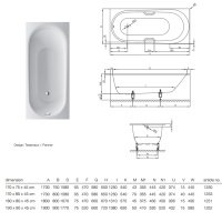 BETTE Comodo 1251-000 Ванна стальная встраиваемая 180*80*45 см (белый)