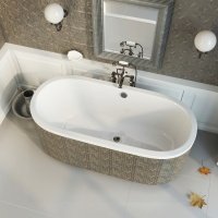 Акриловая ванна ALPEN Astra O 165 35611, гарантия 10 лет, овальная форма, объём 255 литров, цвет - euro white (европейский белый)