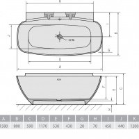 Ванна из литого мрамора ALPEN Nigra 158 82511, гарантия 10 лет, неправильная форма, объём 240 литров, цвет - euro white (европейский белый)