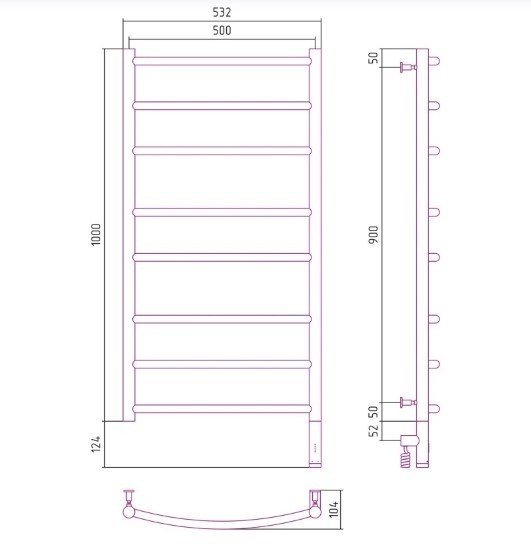 Сунержа Галант 3.0 31-5801-1050 Электрический полотенцесушитель 500* ...