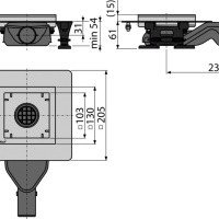 AlcaPlast APV110 Душевой трап 130*130 мм - для декоративной дизайн-решётки (нержавеющая сталь)