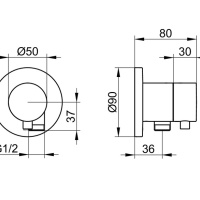 Keuco Ixmo 59556011101 Переключающий вентиль | дивертор на 2 положения с подключением душевого шланга - внешняя часть (хром)