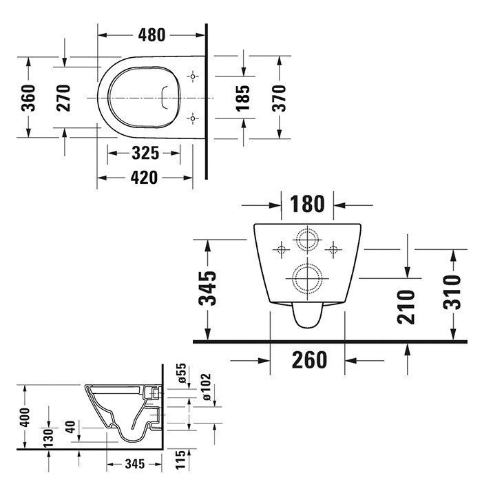 Duravit D-Neo 45870900A1 Укороченный подвесной унитаз в комплекте с ...