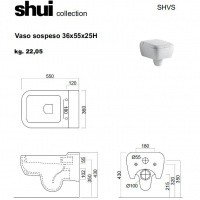 Подвесной унитаз Cielo SHUI SHVS в комплекте с сидением и крышкой CPVSHTF, оборудованными механизмом плавного закрытия (softclose)