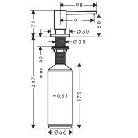 AXOR Uno 42818800 Дозатор для жидкого мыла | лосьона (нержавеющая сталь)