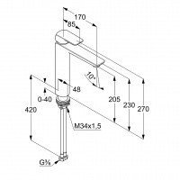 KLUDI Ameo 412960575 - Высокий смеситель для раковины (хром)