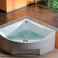 Акриловая ванна ALPEN Bermuda 155 33219, гарантия 10 лет, угловая форма, объём 355 литров, цвет - euro white (европейский белый)