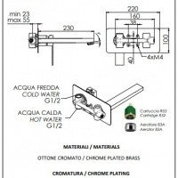 REMER Qubika Q15L Настенный смеситель для раковины (хром)