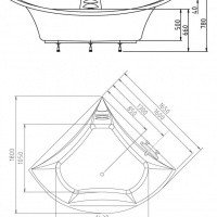 Акриловая ванна ALPEN Bermuda 165 29219, гарантия 10 лет, угловая форма, объём 435 литров, цвет - euro white (европейский белый)