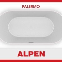 Ванна из литого мрамора ALPEN Palermo 170 PAL-170M, гарантия 10 лет, овальная форма, объём 355 литров, цвет - белый матовый