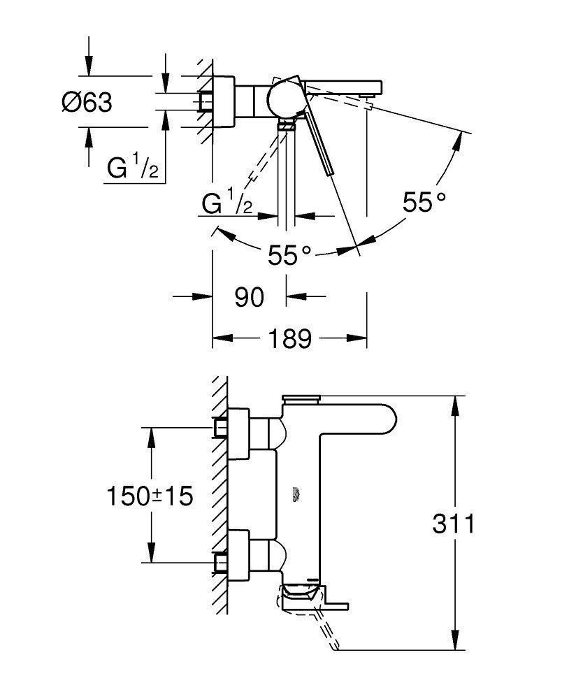 GROHE Plus 33553003 Смеситель для ванны, купить в магазине сантехники ...