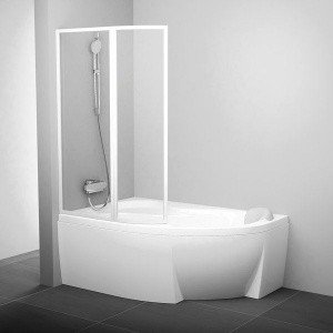 Ravak Rosa VSK2 76L70100Z1 Шторка для ванны 1400 мм - левая (белый профиль | витраж прозрачное стекло)