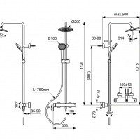 Ideal Standard IdealRain Cerafine O BC525AA Душевая система со смесителем для ванны (хром)
