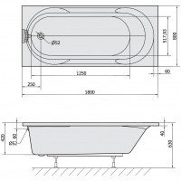 Акриловая ванна ALPEN Satina 180 30111, гарантия 10 лет, прямоугольная форма, объём 285 литров, цвет - euro white (европейский белый)