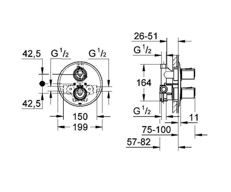 Grohe 1923626329 Гигиенический душ встраиваемый комплект с термостатом ...