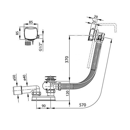 Ravak X01438 Полуавтоматический слив-перелив для ванны с функцией ...