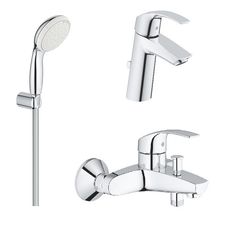 Grohe Eurosmart 124470 Комплект смесителей для ванной комнаты 3 в 1 (хром)