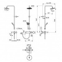 Ideal Standard IdealRain Cerafine O BC749XG Душевая система со смесителем для ванны (матовый черный)