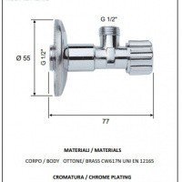 REMER 1171212 Угловой вентиль для подключения смесителя ½ * ½ (хром)