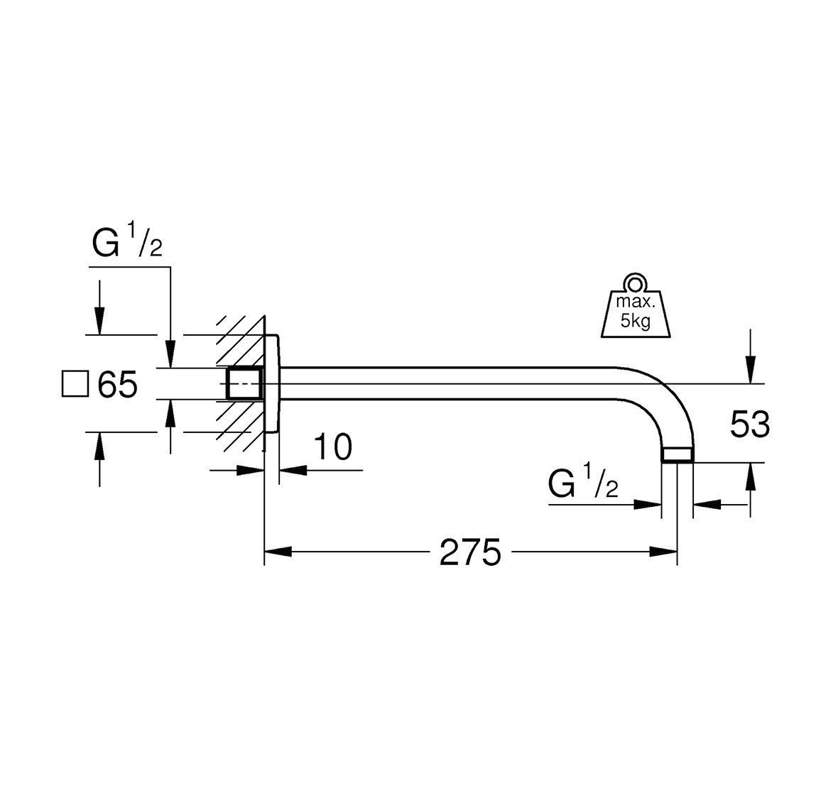 Душевой кронштейн модерн 27488000 GROHE Rainshower, хром, купить в ...