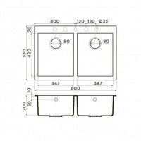 OMOIKIRI Bosen 4993836 Мойка для кухни двойная 80*53 см (черный)