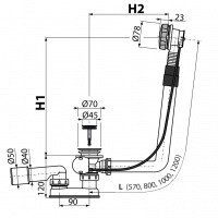 AlcaPlast A550K-120 Слив-перелив для ванны - автоматический (хром)