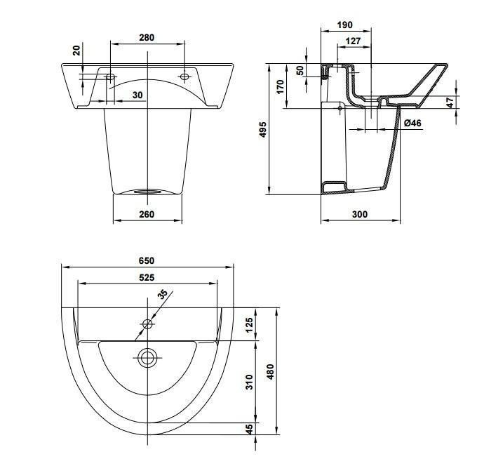 GALA ARQ 22432 Полупьедестал под раковину, в интернет-магазине ...