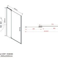Vincea Extra VDP-1E8090CG Душевая дверь 800/900*2000 мм (профиль хром | витраж тонированное стекло)