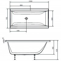 Акриловая ванна ALPEN Cleo 150 27611, гарантия 10 лет, прямоугольная форма, объём 220 литров, цвет - euro white (европейский белый)