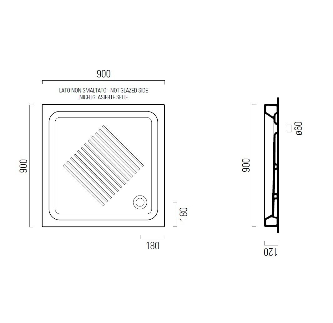 GSI Ceramica H11 439011 - Керамический душевой поддон 90*90*11 см, в ...