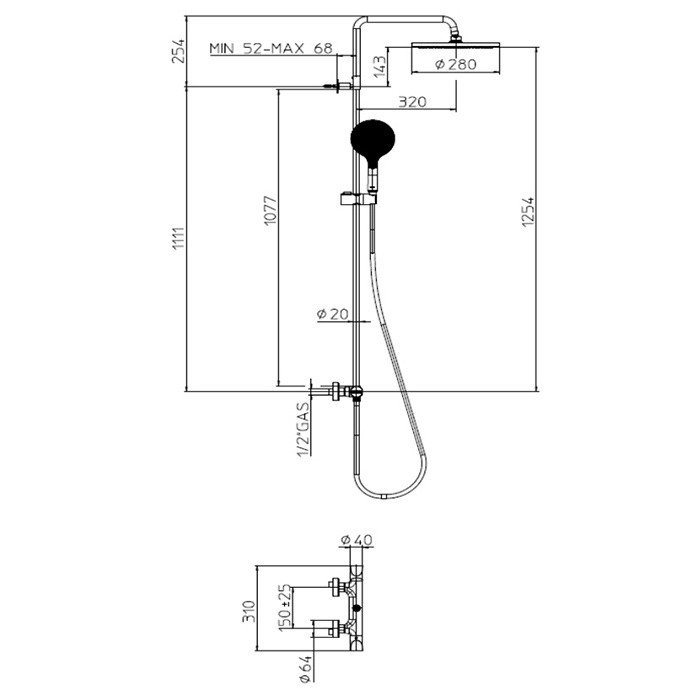 Bossini Apice L10506.045 Душевая система со смесителем для душа (белый ...