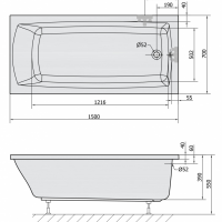 Акриловая ванна ALPEN Cleo 160x70 73611, гарантия 10 лет, прямоугольная форма, объём 225 литров, цвет - euro white (европейский белый)