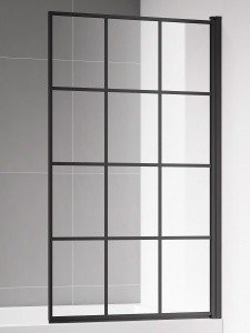 AQUAme AQM2858-R Шторка для ванны 800*1400 мм - правое исполнение (профиль черный матовый | прозрачное стекло)