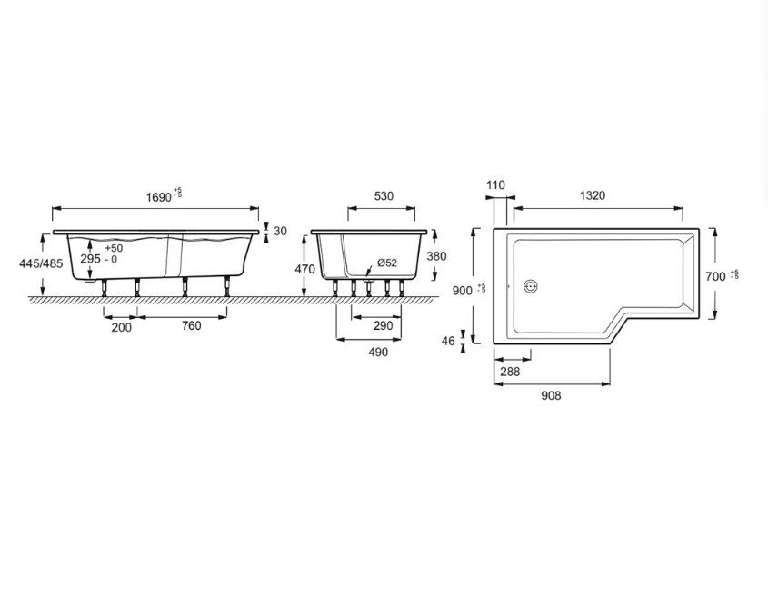 Jacob Delafon Bain Douche NEO E6D002L00 Акриловая ванна 170*90*70 см