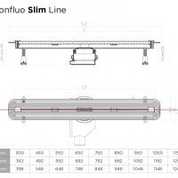 Pestan Slim Line + 13100026 Душевой лоток 550 мм - готовый комплект для монтажа с декоративной решёткой (хром матовый)