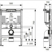 TECE Profil 9300291 - Система инсталляции для подвесного унитаза 75*50 см