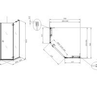 Koller Pool NEON N90PС Душевой уголок пятиугольный 900*900*1950 мм (хром | стекло)