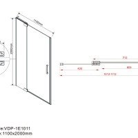 Vincea Extra VDP-1E1011CLB Душевая дверь 1000/1100*2000 мм (профиль черный матовый | витраж прозрачное стекло)