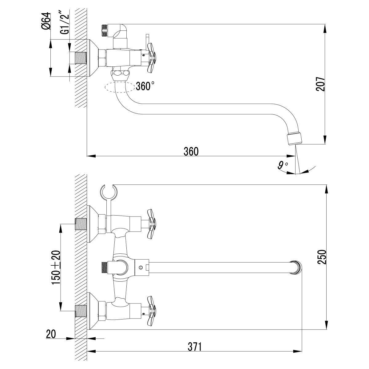Lemark Partner LM6541C - Смеситель для ванны с поворотным изливом (Хром ...