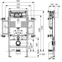 TECE Profil 9300381 - Система инсталляции для подвесного унитаза (для людей с ограниченной подвижностью) 112*84 см