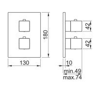 Almar Core Square E176822.CR Термостат для ванны на 2 потребителя | внешняя часть (хром)