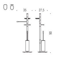 Colombo Design ISOLE B9413N Стойка с аксессуарами 90 см | для унитаза и биде (хром)