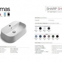 SIMAS Sharp SH09bi Раковина накладная, с отверстием под смеситель, цвет белый, 60см